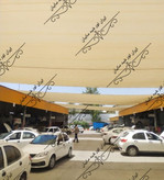 شید سایبان ۹۰٪ خاکی (بژ-کرم) ابعاد( 5 در 4 ) دوردوزی شده و حلقه دار